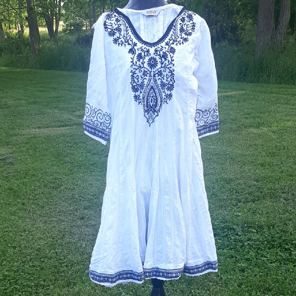 Biba💃Twirl DressTHE MOST BEAUTIFUL Embroidered Cotton Midi Dress💃Size M